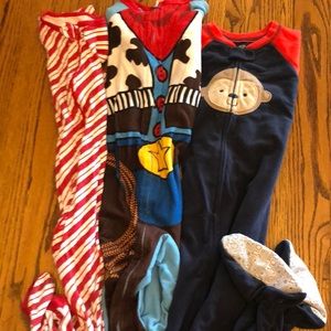 Lot of 3, boys size 5t, one piece pajamas